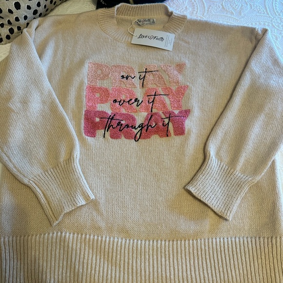 NWT Pray on It Cozy Embellished Sweater Size Small - Picture 3 of 6